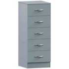 Vida Designs Riano 5 Drawer Narrow Chest Of Drawers Clothes Storage Bedroom Furniture, Grey