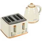 HOMCOM Kettle And Toaster Set 1.7L Rapid Boil Kettle & 4 Slice Toaster Beige