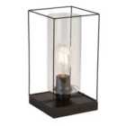 Lighting Collection Black Frame Table Lamp With Clear Inner Glass