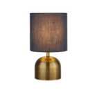 Lighting Collection Satin Brass & Navy Shade Touch Lamp