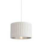 Lighting Collection Pleated Velvet Ivory Shade With Metallic Silver Inner (40Cm