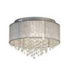 Lighting Collection 3Lt Ceiling Flush With Wrapped Chiffon Shade & Glass Drops