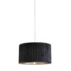 Lighting Collection Pleated Velvet Grey Shade With Metallic Silver Inner (30Cm D