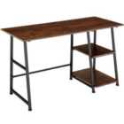 Tectake Office Desk Paisley 120x50x73.5cm w/ 2 Shelves - Brown