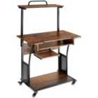 Tectake Computer Desk Fife w/ 4 Tiers And Rolling Castors - Brown