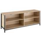 Tectake TV Cabinet Navan 147x41x60.5 cm w/ 4 Compartments & Adjustable Shelves - Light Brown