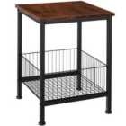 Tectake Side Table Grimsby 40x40x55.5cm w/ Integrated Storage Basket - Brown