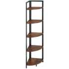 Tectake Corner Shelf Castlebar 5 Tiers - Brown