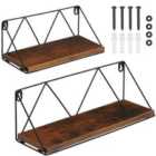 Tectake Hanging Shelf Rockport Set Of 2 Shelves - Brown