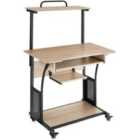 Tectake Computer Desk Fife w/ 4 Tiers And Rolling Castors - Light Brown
