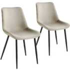 Tectake Velvet Accent Chair Monroe Set Of 2 - Cream