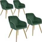 Tectake 4 Marilyn Velvet-look Chairs Gold