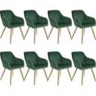 Tectake Accent Chair Marilyn w/ Armrests Set Of 8 - Green