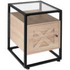 Tectake Bedside Table Kidderminster 40x43x60.5cm w/ Shelf & Cupboard - Light Brown
