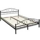 Tectake Metal Bed Frame Art w/ Slatted Base, 203x147x90cm - Black