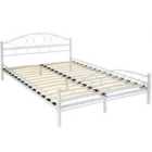 Tectake Metal Bed Frame Art w/ Slatted Base, 203x147x90cm - White