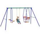 Outsunny 3 in 1 Metal Kids Swing Set - Orange