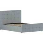 Vida Designs Valentina 4Ft6 Double Fabric Ottoman Bed Storage Gas Lift, Light Grey Linen, 135 X 190 Cm