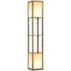 HOMCOM Shelf Floor Lamp With Dual Light For Living Room Bedroom Brown