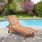 Outsunny Wooden Sun Lounger w/ Pull-out Table