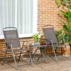 Outsunny Patio Bistro Set Folding Chairs/Table - Brown