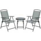Outsunny Patio Bistro Set w/ Chairs & Coffee Table - Grey