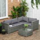 Outsunny 3pc Rattan Corner Sofa Set w/ Cushion
