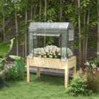 Outsunny Wooden Raised Planter w/Greenhouse Cover, Bed Liner