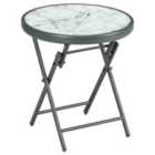 Outsunny Round Folding Side Table w/Marble Effect Top White