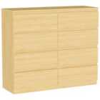 Vida Designs Denver 8 Drawer Chest Of Drawers Handle Free Modern Bedroom Furniture, Pine