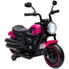 HOMCOM 6V Electric Motorbike With Training Wheels- Pink