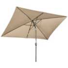 Outsunny 3x2m Patio Parasol Garden Umbrellas Canopy with Aluminum Tilt Crank - Khaki