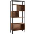 Tectake Free Standing Shelf Hastings 75x31x170.5cm w/ 5 Tiers & 3 Storage Compartments - Brown