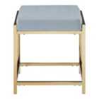Interiors by PH Powder Blue Velvet / Gold Stool