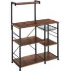 Tectake Kitchen Shelf Crawley - 6 Shelves & Basket - Brown
