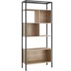 Tectake Free Standing Shelf Hastings 75x31x170.5cm w/ 5 Tiers & 3 Storage Compartments - Light Brown