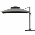 Outsunny 3 X 3M Cantilever Umbrella Power Bank Solar Cold Light - Dark Grey