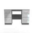 Ready Assembled Worcester Double Pedestal Desk In Uniform Grey & Dusk Grey