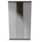 Ready Assembled Worcester Triple Mirror Wardrobe In Uniform Grey & Dusk Grey