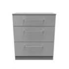 Ready Assembled Worcester 3 Drawer Deep Chest In Uniform Grey & Dusk Grey