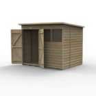 Forest Garden 4LIFE Pent Shed 8x6 - 2 Windows - Double Door