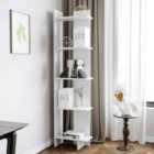 Livingandhome Industrial 5-tier Corner Bookshelf Shelf Unit, White
