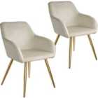 Tectake Accent Chair Marilyn w/ Armrests Set Of 2 - Cream