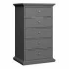 Paris Chest 5 Drawers In Matt Grey