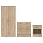 Heartlands Furniture Bardalona Trio Wardrobe, Chest & Bedside Oak Effect