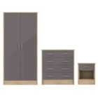 Heartlands Furniture Bardalona Trio Wardrobe, Chest & Bedside Grey Gloss