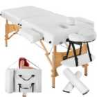 Tectake Massage Table 2-Zone 7.5cm Padding and Rolls and Bag - White