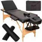 Tectake Massage Table Set Daniel, Removable Headrest, Armrests, Face Pad And Bolster Cushions - Black