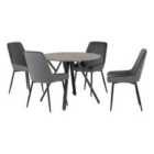 Seconique Athens Round & Avery Dining Set - Concrete/Grey Velvet