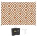 Outsunny Reversible Outdoor Rug w/ Bag 182 x 274 cm - Brown